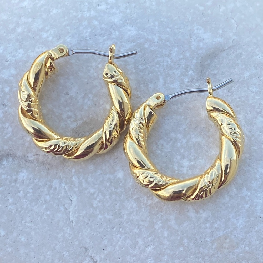 Gold Hoop Earrings twisted look design